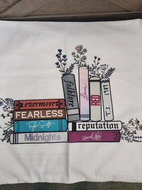 Taylor Swift Multicolor Album Stack Throw Pillowcase - White, New